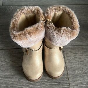 Faux Fur Lined Boots with Buckle